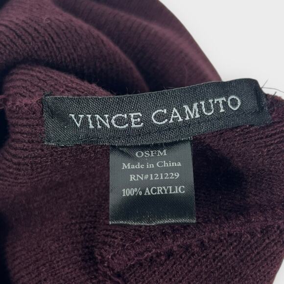 Vince Camuto Ribbed Knit Cuff Beanie in Burgundy NEW - Picture 4 of 5